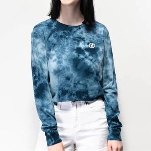 Blue Marbled Vans Cropped Long Sleeve Tee